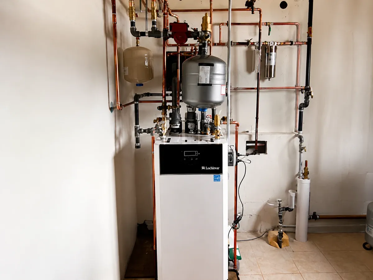 New boiler and mechanical-room installation by Manzo Plumbing on Long Island